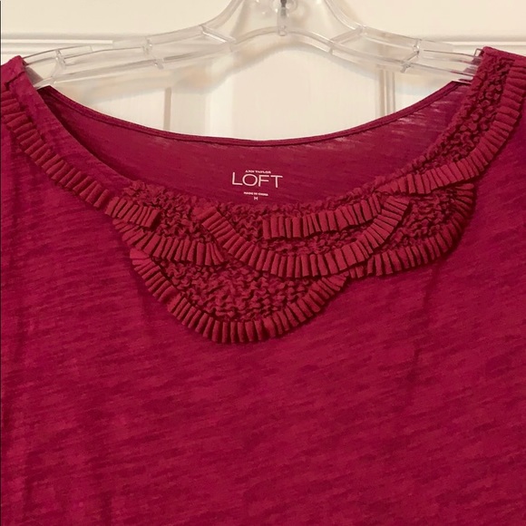 Ann Taylor Loft plum colored cotton tee - Picture 2 of 4